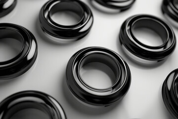 Aufkleber - A series of perfect black circles on a white background, each circle decreasing in size for a sense of depth,