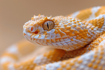 Poster - A sahara horned viper blending into the sandy background, almost invisible until it moves,