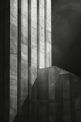 Aufkleber - A collection of thin, vertical lines in varying shades of gray, suggesting quiet urban elegance,