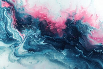 Poster - Captivating abstract fluid art with swirling pink and blue patterns, creating a mesmerizing texture ideal for backgrounds or creative design