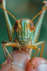 Aufkleber - A close-up of a cricket singing, its wings vibrating,
