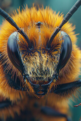 Aufkleber - A close-up of a bee's face, showing its compound eyes and antennae.