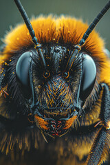 Aufkleber - A close-up of a bee's face, showing its compound eyes and antennae.