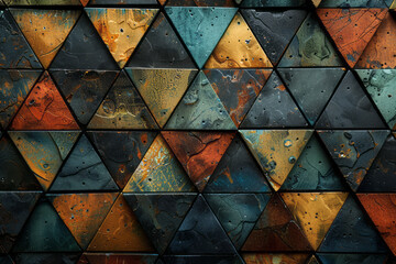 Poster - A pattern of triangles, tessellated to form a complex, mosaic-like arrangement that captivates the eye,