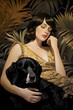 Art Deco - Design - Gemälde - Schlafendes Mädchen mit Hund