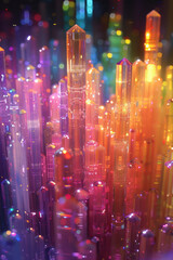 Poster - A digital explosion of pixels in a rainbow spectrum, perfect for technology-themed promotions,