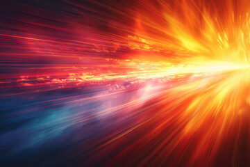Aufkleber - A design with radiant beams of color shooting out from one corner, creating a sense of motion and energy,