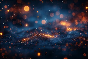 Poster - An artistic imagination of ethereal waves in blue with golden light spots giving an otherworldly feel