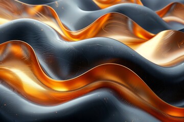 Poster - a contemporary abstract design featuring flowing waves of copper and blue with a sleek textured appe