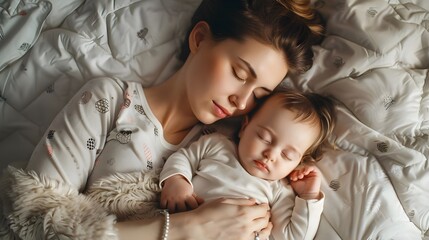 Portrait of  young mother and son against white background, Portrait of a teenage boy and his mother Ai generated 