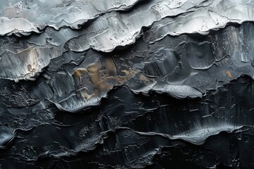 Poster - Close-up of an abstract metallic texture with a monochrome color palette creating a sleek, modern look