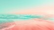Stunning gradient transition from pink to turquoise hues over a serene beach landscape, evoking calm and tranquility during sunset.