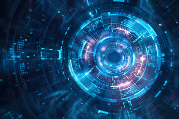 Futuristic Line Science background. Sci-Fi Blue tone with detail of network and technology. 
Glow blue line, wave, and particle for Digital backgrounds.