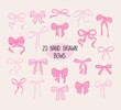 © yabluko_draws - Pink bow ribbon set. Hand drawn doodle. Flat simple bow icons