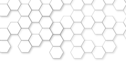 Wall Mural - Abstract white background with hexagon and hexagonal background. Luxury white pattern with hexagons. abstract 3d hexagonal background with shadow. 3D futuristic abstract honeycomb mosaic background.