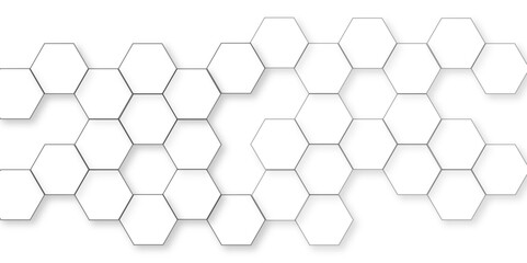 Wall Mural - Abstract white background with hexagon and hexagonal background. Luxury white pattern with hexagons. abstract 3d hexagonal background with shadow. 3D futuristic abstract honeycomb mosaic background.