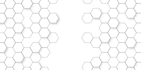 Wall Mural - Abstract white background with hexagon and hexagonal background. Luxury white pattern with hexagons. abstract 3d hexagonal background with shadow. 3D futuristic abstract honeycomb mosaic background.