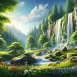 Waterfall view in forest
