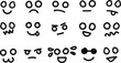 Hand drawn face expressions emoji vector illustrations pack