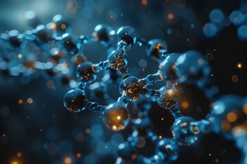 Poster - A visually striking image of a gold and black molecular structure illustrating complex interconnections