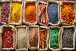 Colorful array of exotic spices at a local market