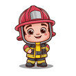 Isolated Cartoon Firefighter - Smiling Worker Illustration vector eps 10