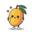 Kawaii Chibi Style Cartoon Mango Fruit Character - Funny Food Illustration in PNG Format