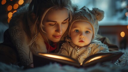 A parent reading a bedtime story to their child, fostering imagination and connection through the magic of storytelling.