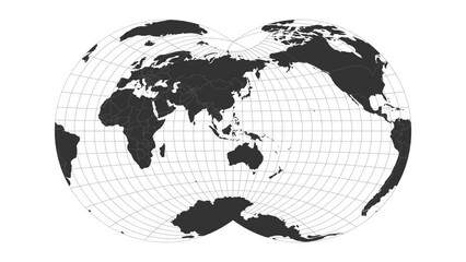 Wall Mural - World map. Van der Grinten IV projection. Animated projection. Loopable video.