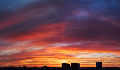 Wall Mural - Sunset over city