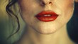  red lipstick marks her lips, freckles speckle her make-up