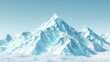   A towering mountain, encased in snow, floats amidst a sea of clouds The backdrop is a clear blue sky