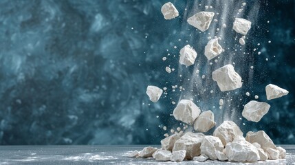 Poster -   A heap of marshmallows cascading onto an existing heap on the table