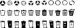Trash can vector icon set.Bin and trash can png icons. Recycling icons. Recycle logo. Vector trash can symbol. Garbage tank. Wastebasket. Dustbin icon.Delete. Set of arrow recycle. 