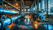 © Adrian Grosu - The interior of an industrial power plant with a pipes network
