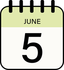 Canvas Print -  calendar 5 June Icon day date