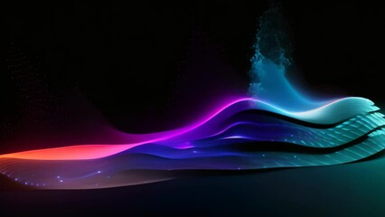 Poster - Abstract technology background with glowing particles. Vector illustration for your design, Abstract data wave points 3D graph combination