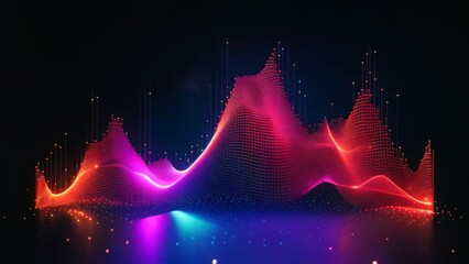 Poster - abstract background with sound wave. Vector illustration. Abstract data wave points 3D graph combination