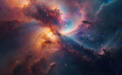 Wall Mural - A Colorful space galaxy background in space
