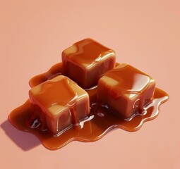 Wall Mural - Delicious caramel candy cubes