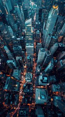 Wall Mural - Aerial View of City at Night