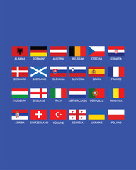 Wall Mural - European Football 2024 Flags Design Abstract Teams Nations Symbol European Football Countries Vector illustration