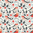 Scandinavian birds seamless pattern