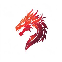 Wall Mural - Vector illustration logo icon design of a dragon head.