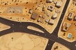 asphalt road in desert city view from above illustration