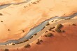 river and road in desert landscape view from above illustration