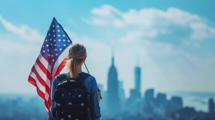 Wall Mural - A female with US national flag on her body