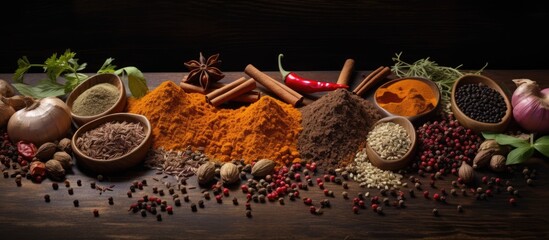 Canvas Print - Spices and Herbs on Table