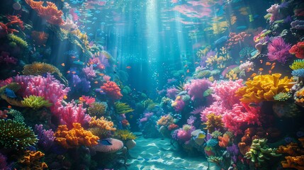 Wall Mural - Colorful Coral Wonderland, generative ai