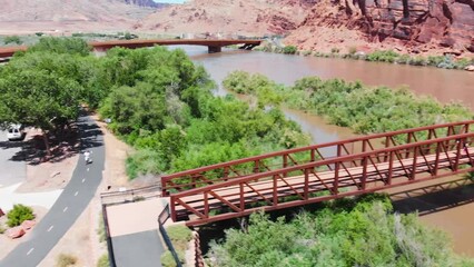 Poster - Amazing aerial view of Colorado River and surrounding Mountains, Utah